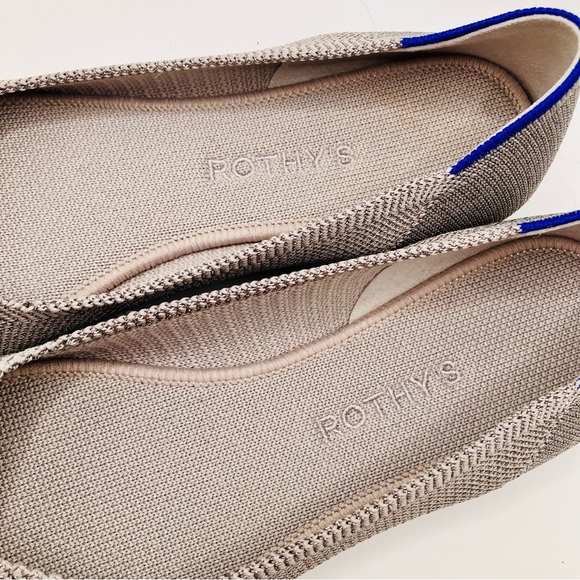 Rothy's The Flat Ecru Textile Ballet Flat Silver Gray Comfort Washable womens 9 - Picture 2 of 6